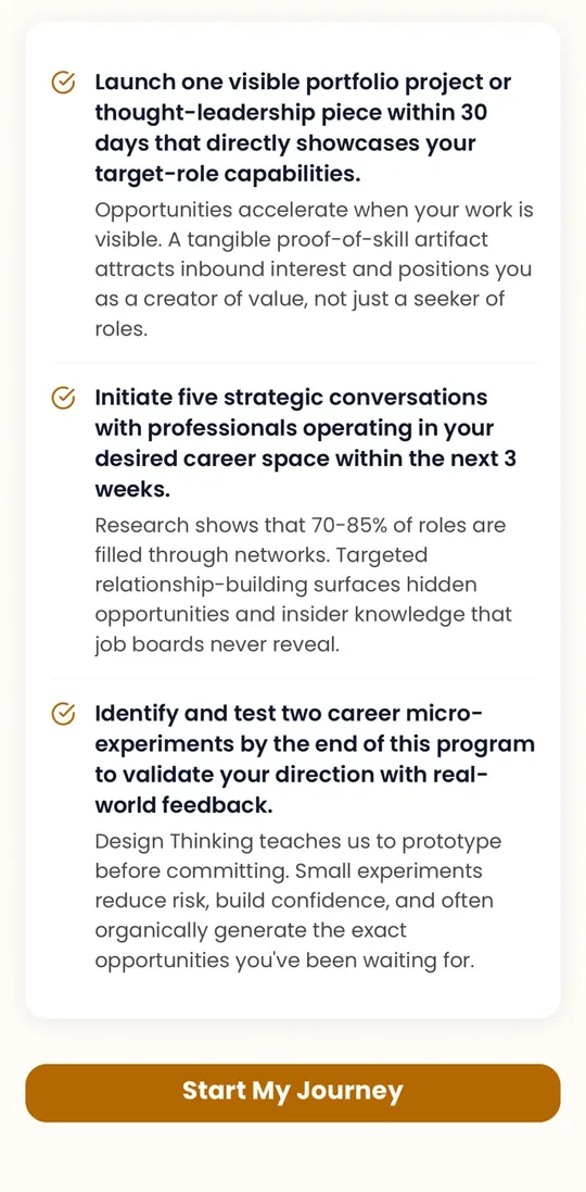 Three concrete goals with deadlines generated from the assessment